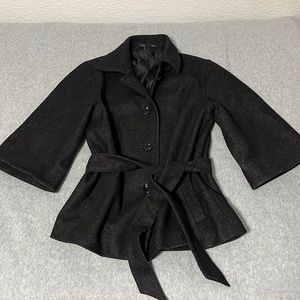 Gap Wool Coat Jacket Womens Medium Belted Office Career Winter Preppy Capsule